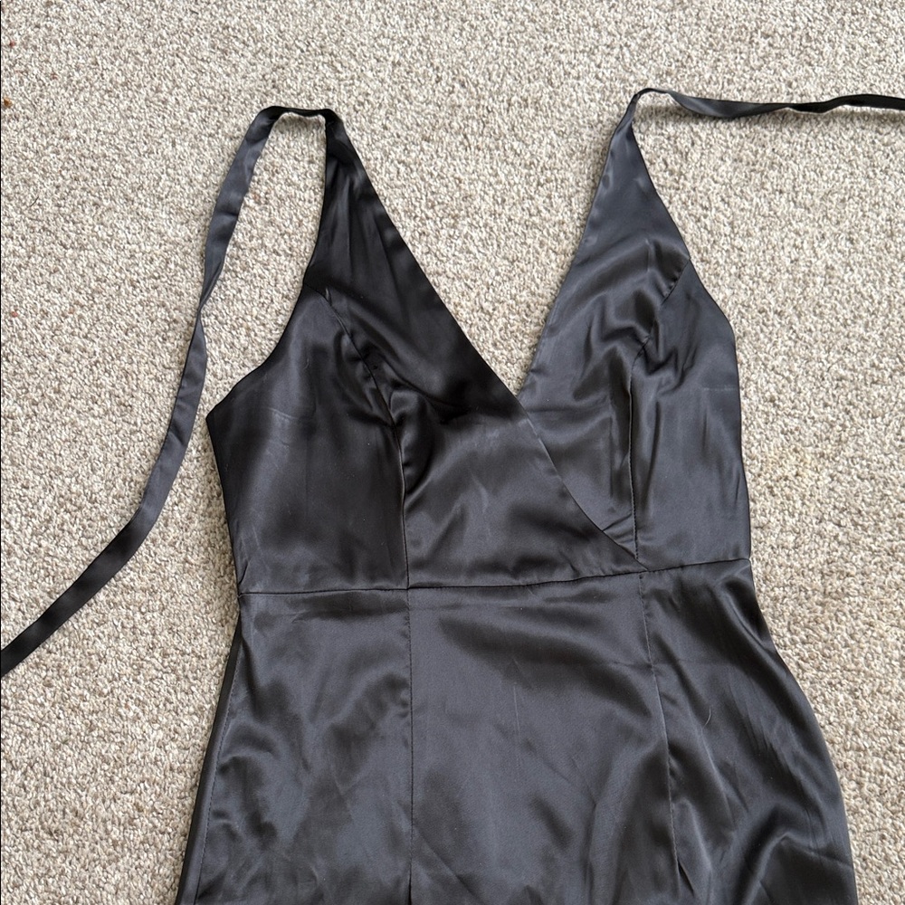 Elegant Black Satin Dress